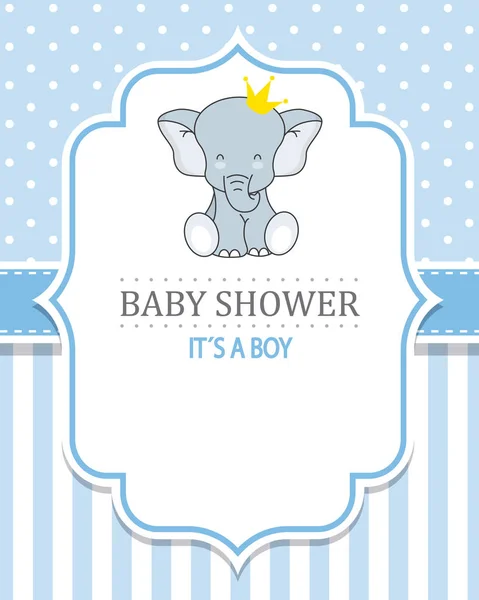 Baby Shower Boy Lindo Elefante Con Corona Espacio Para Texto — Archivo Imágenes Vectoriales