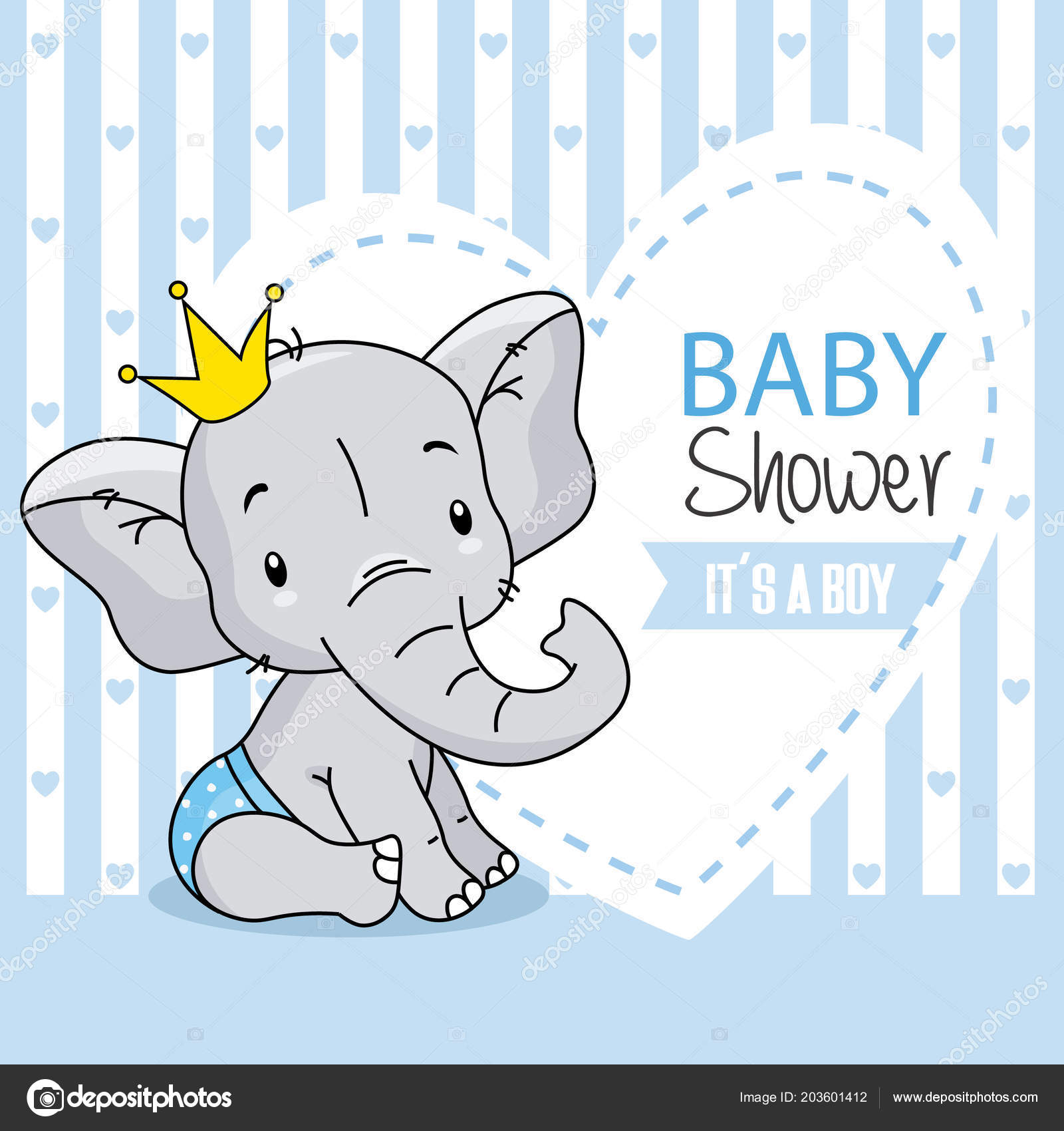 Image vectorielle Carte D'arrivée Bébé Garçon Bébé Éléphant Mignon par  ©sbego - 203601412, image size:1600x1700