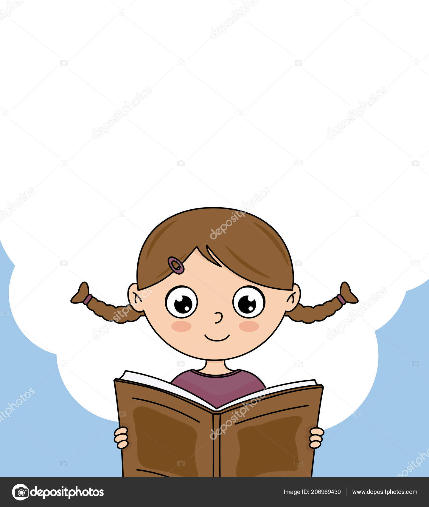 소녀는 읽고입니다 텍스트에 스톡 벡터 - ©sbego 206969430, image size:1440x1700