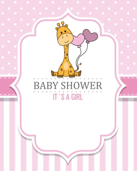 Baby Shower Girl Cute Giraffe Space Text — Stock Vector