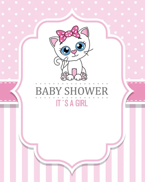 Baby Sprcha Dívka Roztomilý Kočka Prostor Pro Text — Stockový vektor