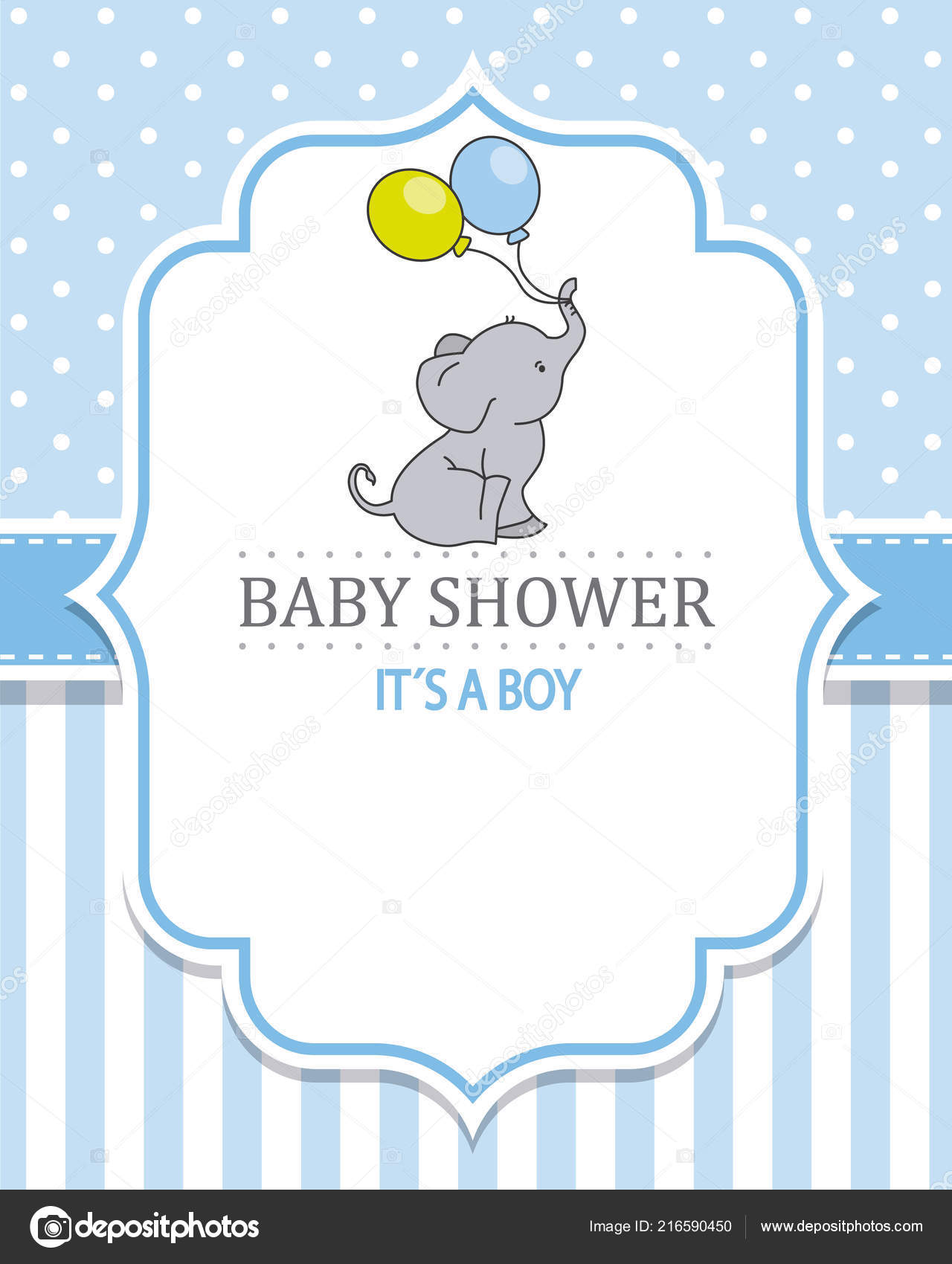 Baby Shower Boy Cute Elephant Balloons Space Text Stock Vector by ©sbego  216590450