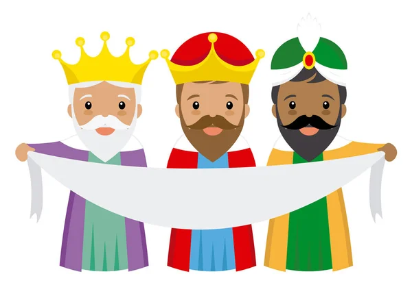 Los Tres Reyes Oriente Con Cartel Con Espacio Para Texto — Vector de stock