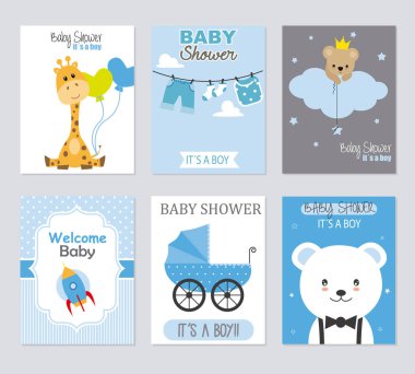 Bebek Duş Davetiyeler. 6 bebek çocuk kart dizisini