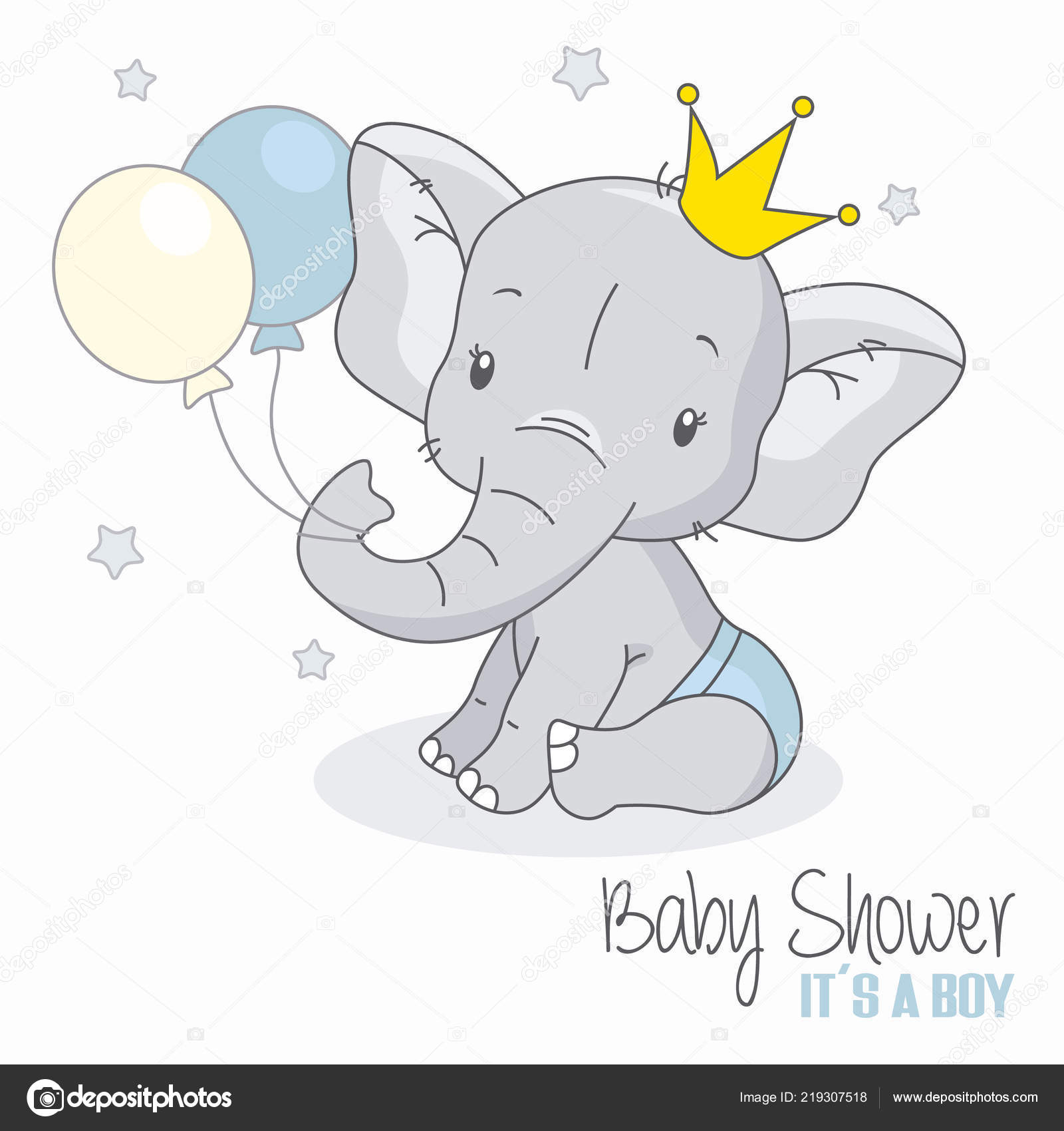 Baby Shower Boy Cute Elephant Stock Illustration by ©sbego #219307518