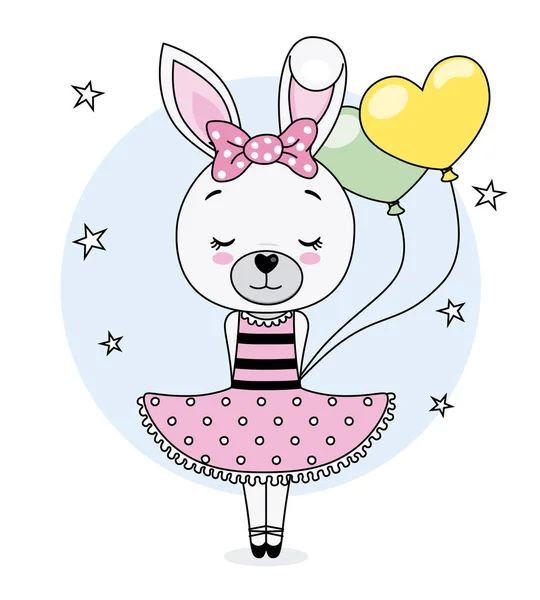 Baby Shower Card Girl Pretty Bunny Girl — Stock Vector