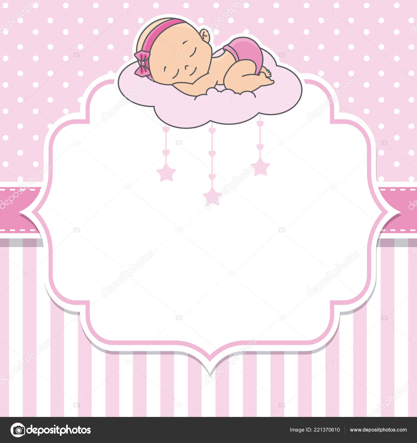Baby Shower Girl Baby Girl Sleeping Cloud Space Text Stock Vector by ©sbego  221370610