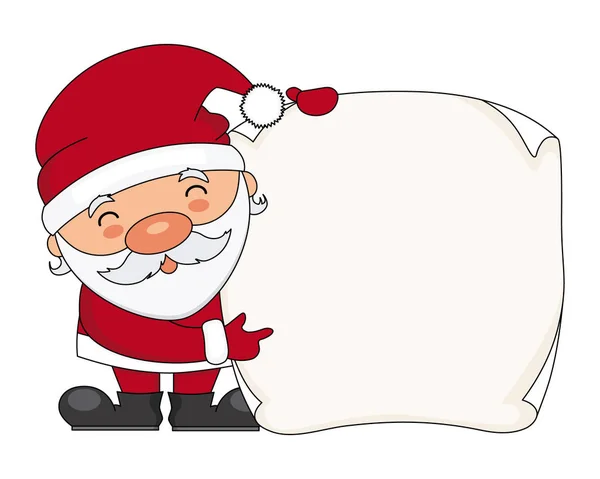 Papai Noel Com Folha Branco Para Texto — Vetor de Stock