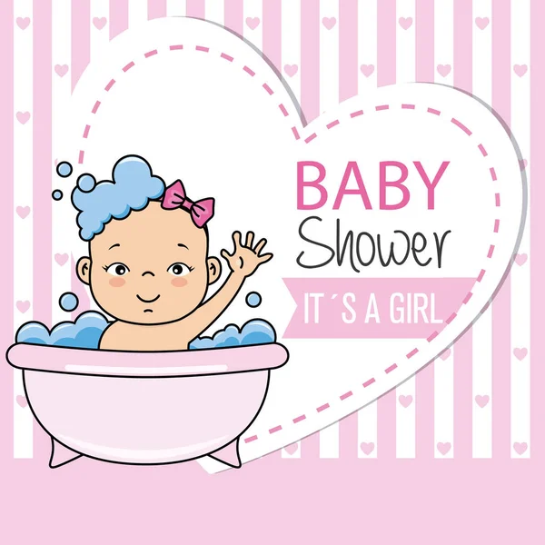 Bebé Ducha Chica Niña Bañándose Bañera — Vector de stock