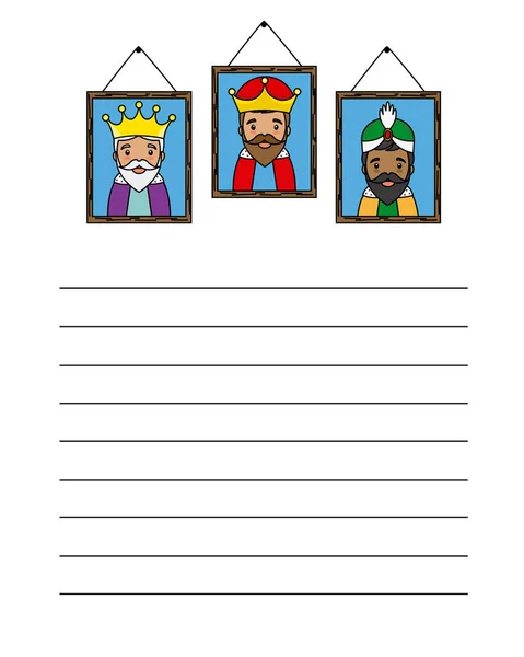 Carta Los Tres Reyes Oriente Espacio Para Texto — Vector de stock