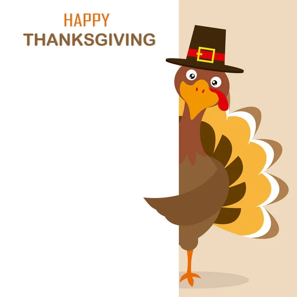 Thanksgiving Day Card Turkije Met Hoed Ruimte Voor Tekst — Stockvector