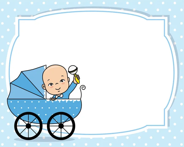 Carte Douche Pour Bébé Garçon Petite Fille Dans Chariot Espace — Image vectorielle