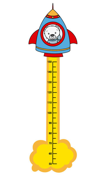 детский стеномер. Медведь на ракете
