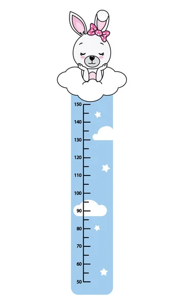 Child Wall Meter Rabbit Cloud — Stock Vector