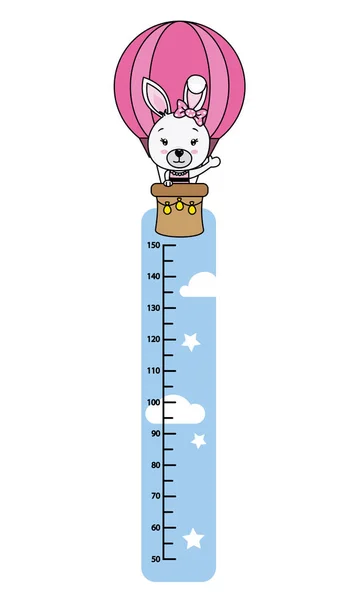 Metro Parete Bambini Carino Coniglio Mongolfiera — Vettoriale Stock