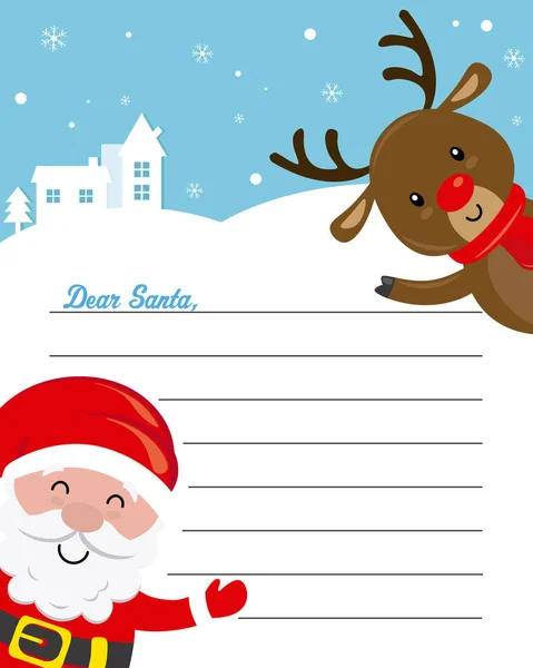 Letter Santa Claus Funny Santa Claus Reindeer Space Text — Stock Vector