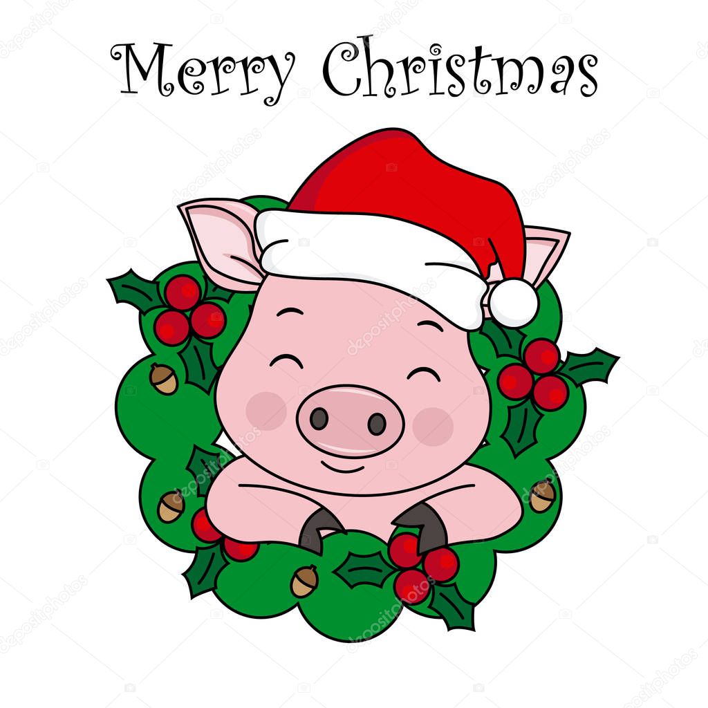 Download Merry Christmas Card Pig Garland — Stock Vector © sbego ...