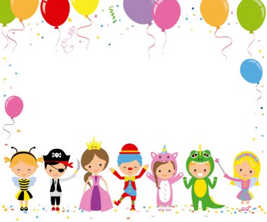 Fotoğraf veya metin alanı olan poster çocuklar giyinmiş