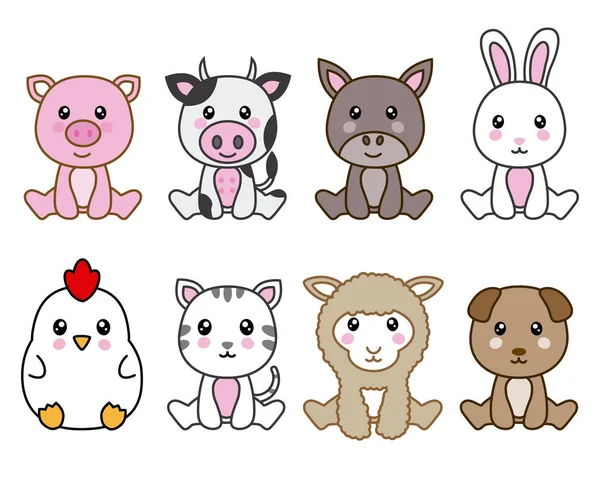 Grupo Animales Lindos — Vector de stock