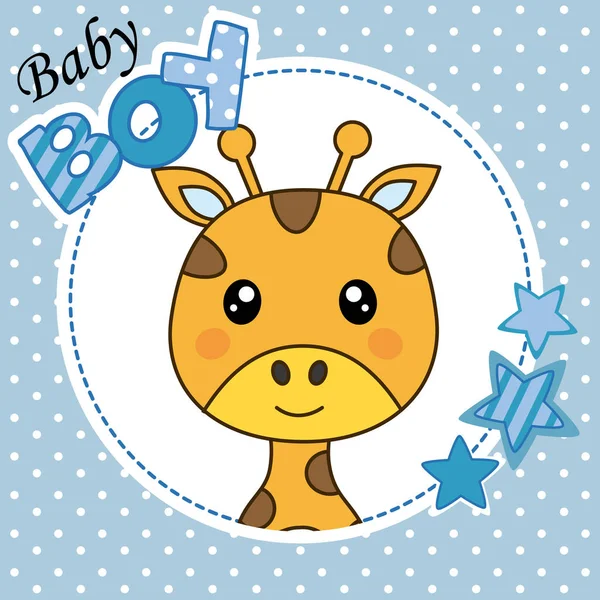 Baby Boy Duschkarte Niedliche Giraffe — Stockvektor