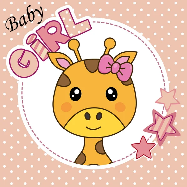 Carte Douche Bébé Fille Jolie Girafe — Image vectorielle