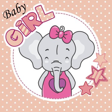 Bebek kız duş kartı. Sevimli fil