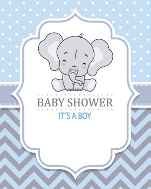 Bebek Çocuk duş kartı. Sevimli fil