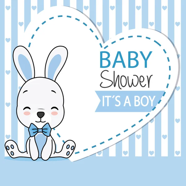 Bebek duş kartı. Papyon ile sevimli tavşan