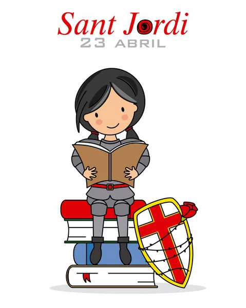 Célébration Traditionnelle Catalane Sant Jordi — Image vectorielle