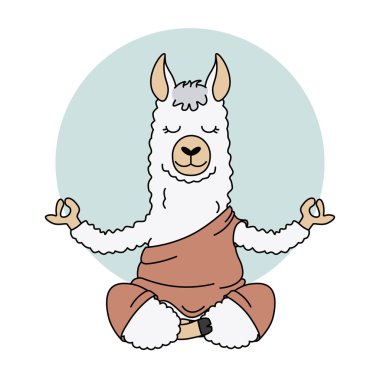 Sevimli Lama yoga yapıyor. Vektör izole