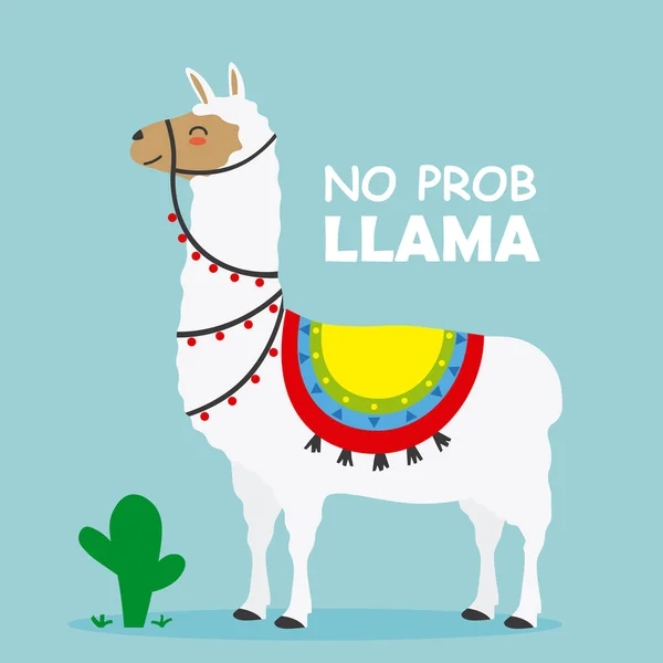 Schattig Llama Kaart Geïsoleerde Vector — Stockvector