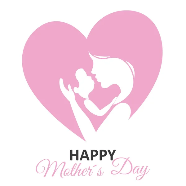 Mothers Day Card Mother Baby Heart — Stock Vector