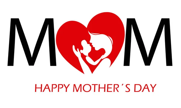 Открытка День Матери Мать Ребенком Внутри Сердца — стоковый вектор