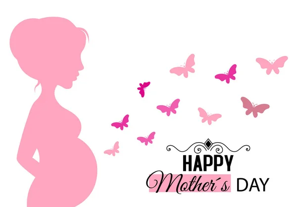 Mothers Day Card Pregnant Woman — Stock Vector