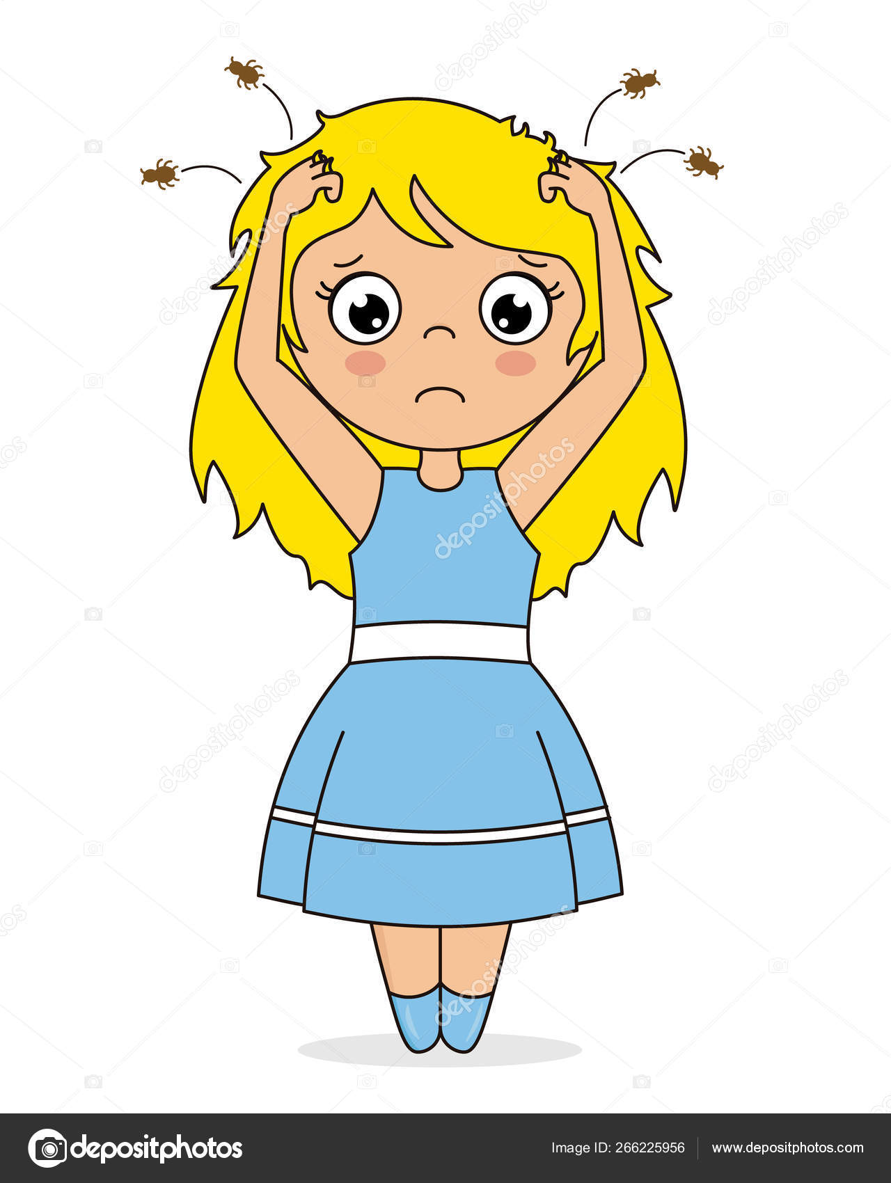 头虱症的女孩图库矢量图©sbego 266225956, image size:1280x1700