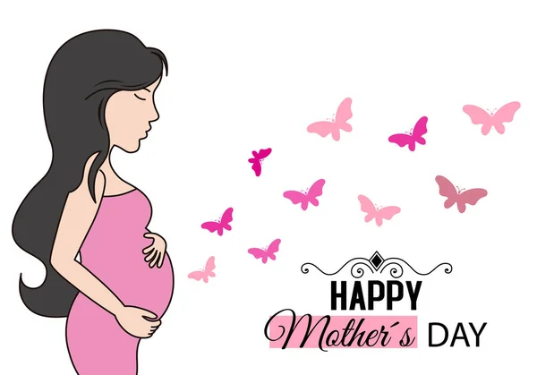 Κάρτα Ημέρας Της Μητέρας Έγκυος Γυναίκα — Διανυσματικό Αρχείο