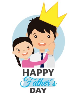 Babalar günü kartı. Kız ve baba kucakladı