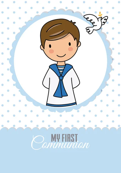 Card First Communion Boy — Stock Vector