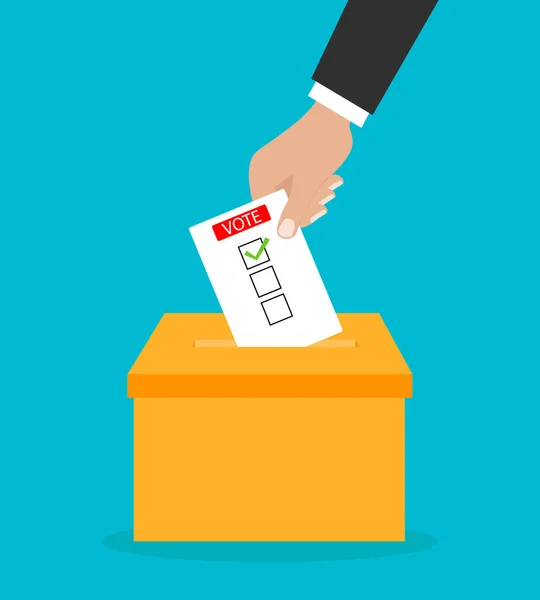 Concepto Votación Poner Papel Mano Las Urnas — Vector de stock