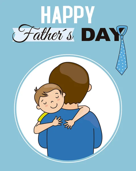 Carte Fête Des Pères Enfant Embrassant Son Père — Image vectorielle