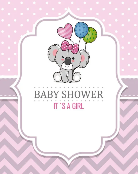 Baby Shower Karty Cute Koala Balonami Miejsca Tekst — Wektor stockowy