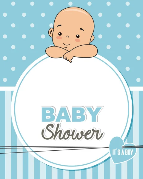 Baby Boy Frame Text Photo Baby Shower Card — Stockvector