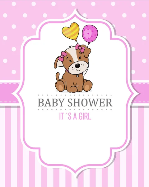 婴儿淋浴卡 可爱的狗 — 图库矢量图片