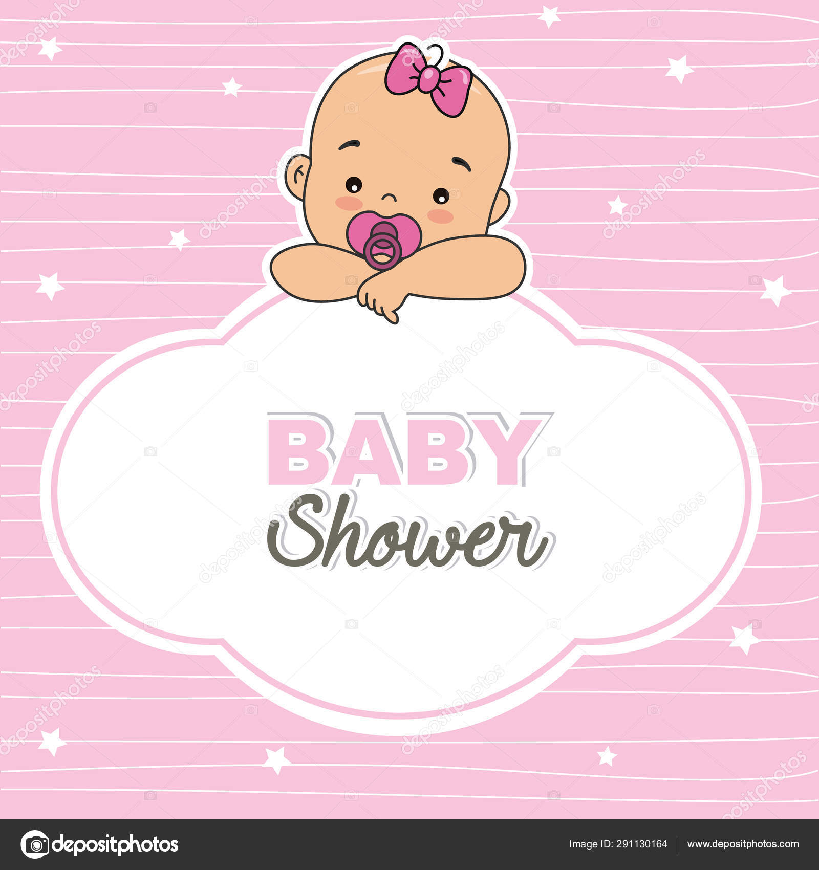 Baby Shower Card Baby Girl Frame Stock Vector by ©sbego 291130164