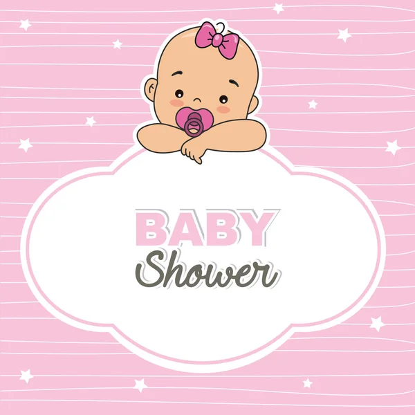 Tarjeta Baby Shower Niña Con Marco — Archivo Imágenes Vectoriales