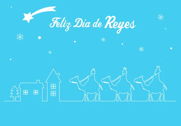 Carta Los Tres Sabios Feliz Día Los Reyes Escrito Español — Vector de stock