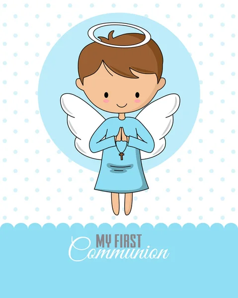 Ange Priant Communion Carte Baptême — Image vectorielle