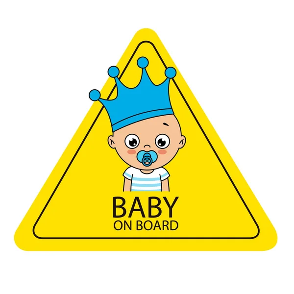Baby Board Sign Baby Boy Crown — Stock Vector