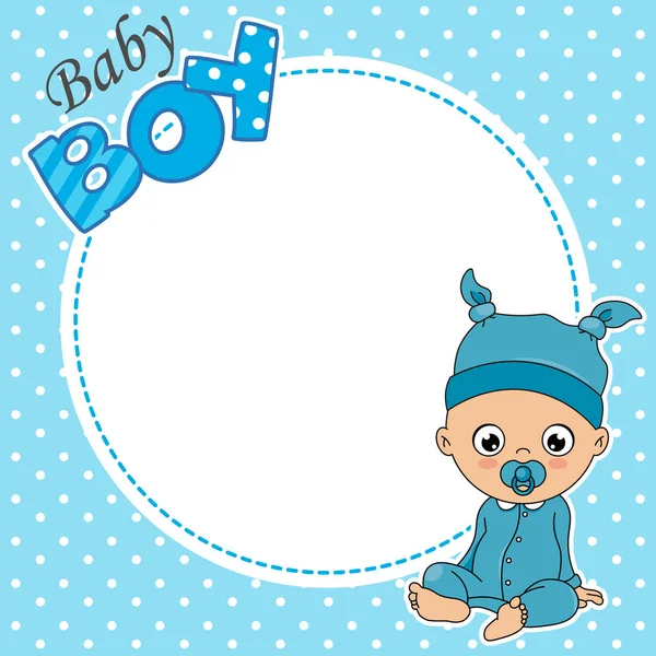 Baby Boy Sitting Frame Space Text — Stock Vector