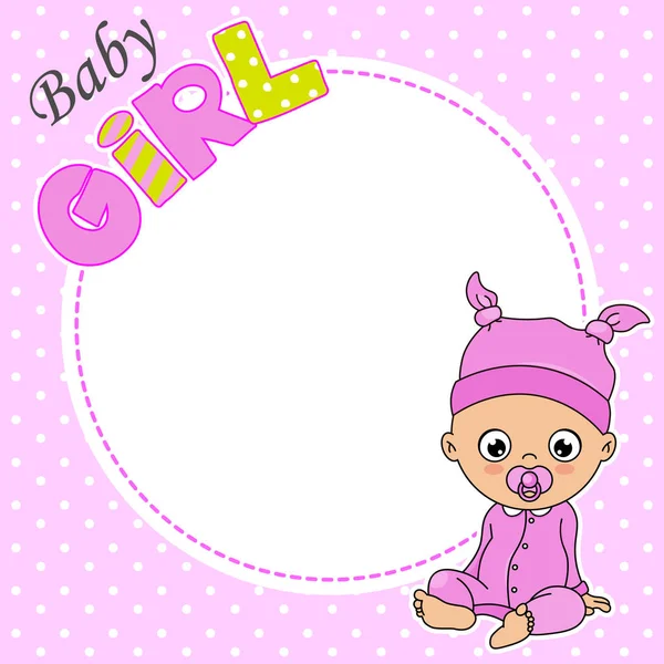 Baby Girl Sitting Frame Space Text — Stock Vector